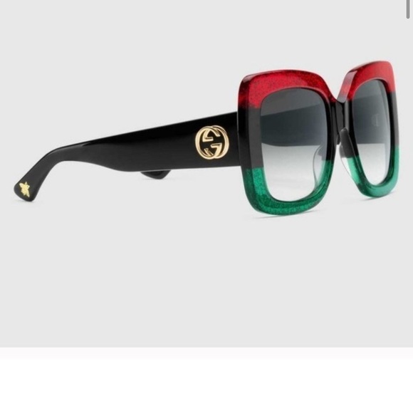 GUCCI GG0083S Authentic Sunglasses RedBlackGreen - Picture 5 of 13